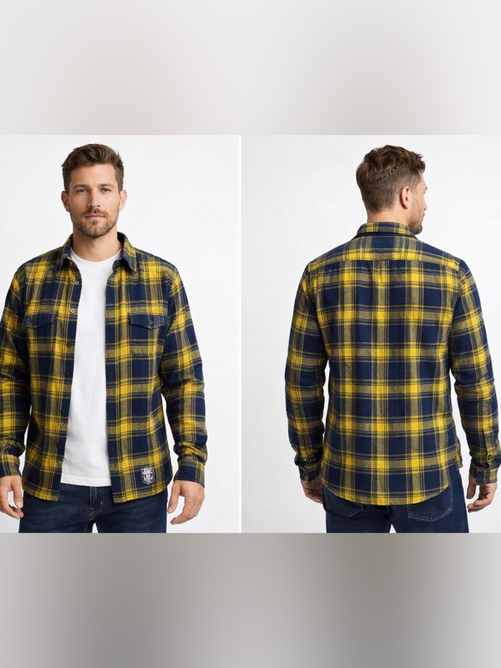 Diesel Navy and Yellow Plaid Shirt